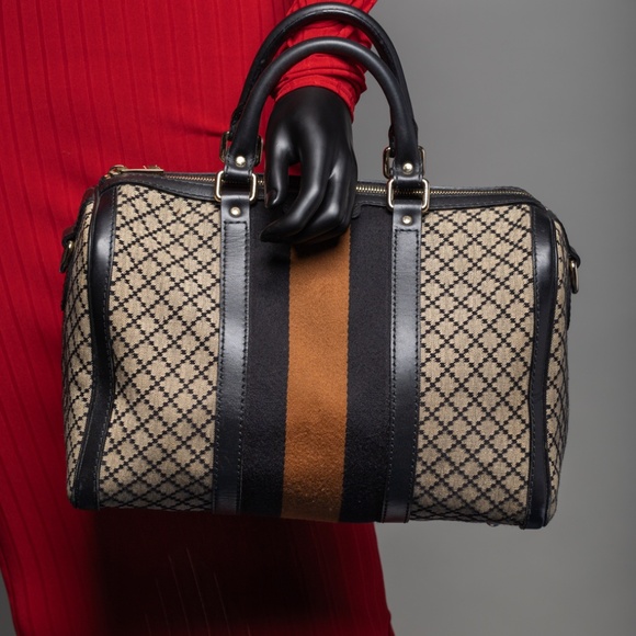 Gucci Diamante Canvas Vintage Web Joy Medium Boston Bag - Picture 7 of 15